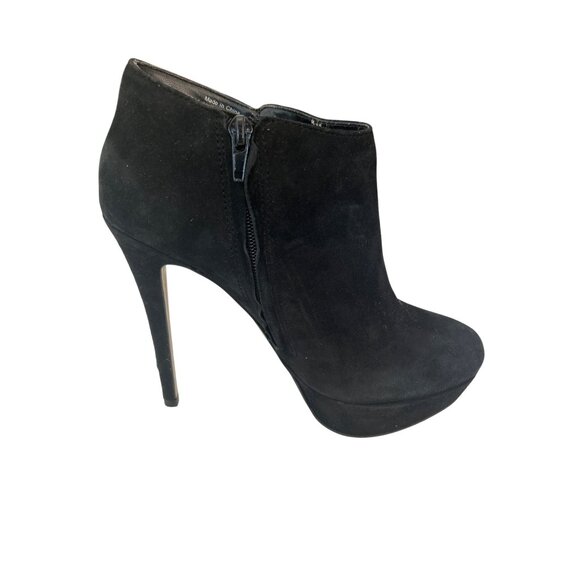 Aldo Ankle Boots Booties Heels Women's Size 8.5 Black Faux Suede Zip Up - Picture 2 of 8
